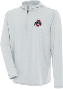 Antigua Ohio State Buckeyes Mens Grey Tidy Long Sleeve Qtr Zip Pullover