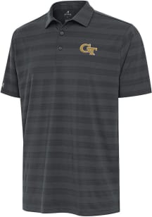 Antigua GA Tech Yellow Jackets Mens Grey Tunnel Short Sleeve Polo