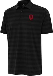 Antigua Indiana Hoosiers Mens Black Tunnel Short Sleeve Polo