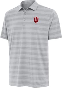 Antigua Indiana Hoosiers Mens Grey Tunnel Short Sleeve Polo