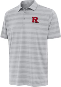 Antigua Rutgers Scarlet Knights Mens Grey Tunnel Short Sleeve Polo