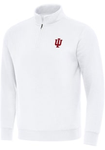 Antigua Indiana Hoosiers Mens White Victory Long Sleeve Qtr Zip Pullover