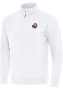 Antigua Ohio State Buckeyes Mens White Victory Long Sleeve Qtr Zip Pullover