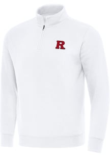 Antigua Rutgers Scarlet Knights Mens White Victory Long Sleeve Qtr Zip Pullover
