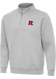 Antigua Rutgers Scarlet Knights Mens Grey Victory Long Sleeve Qtr Zip Pullover