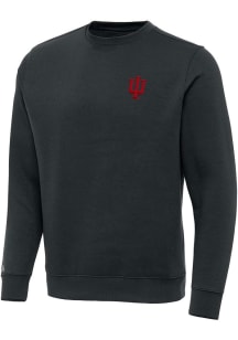 Antigua Indiana Hoosiers Mens Charcoal Victory Long Sleeve Crew Sweatshirt