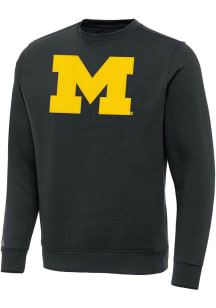 Antigua Michigan Wolverines Mens Charcoal Full Front Victory Long Sleeve Crew Sweatshirt