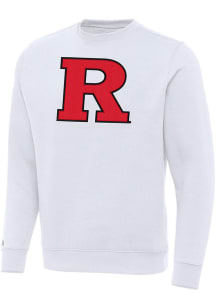 Antigua Rutgers Scarlet Knights Mens White Full Front Victory Long Sleeve Crew Sweatshirt