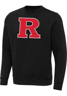 Antigua Rutgers Scarlet Knights Mens Black Full Front Victory Long Sleeve Crew Sweatshirt