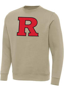 Antigua Rutgers Scarlet Knights Mens Khaki Full Front Victory Long Sleeve Crew Sweatshirt