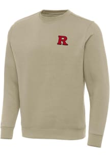 Antigua Rutgers Scarlet Knights Mens Khaki Victory Long Sleeve Crew Sweatshirt