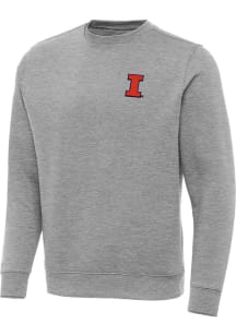 Antigua Illinois Fighting Illini Mens Grey Victory Big and Tall Crew Sweatshirt