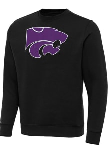 Antigua K-State Wildcats Mens Black Full Front Victory Big and Tall Crew Sweatshirt
