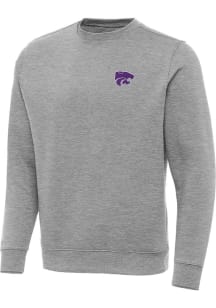 Antigua K-State Wildcats Mens Grey Victory Big and Tall Crew Sweatshirt