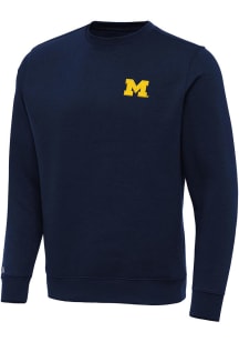Antigua Michigan Wolverines Mens Blue Victory Big and Tall Crew Sweatshirt
