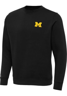 Antigua Michigan Wolverines Mens Black Victory Big and Tall Crew Sweatshirt