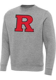 Antigua Rutgers Scarlet Knights Mens Grey Full Front Victory Big and Tall Crew Sweatshirt