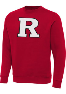 Antigua Rutgers Scarlet Knights Mens Red Full Front Victory Big and Tall Crew Sweatshirt