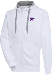 Antigua K-State Wildcats Mens White Victory Long Sleeve Full Zip Jacket