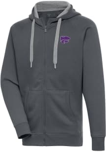 Antigua K-State Wildcats Mens Charcoal Victory Long Sleeve Full Zip Jacket
