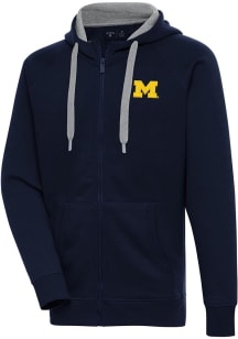 Antigua Michigan Wolverines Mens Blue Victory Long Sleeve Full Zip Jacket