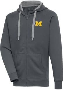 Antigua Michigan Wolverines Mens Charcoal Victory Long Sleeve Full Zip Jacket