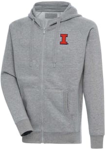 Antigua Illinois Fighting Illini Mens Grey Victory Big and Tall Light Weight Jacket