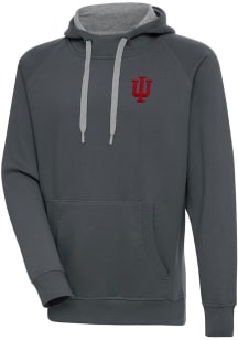 Antigua Indiana Hoosiers Mens Charcoal Victory Long Sleeve Hoodie