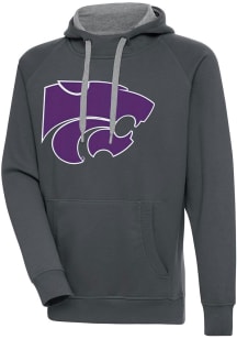 Antigua K-State Wildcats Mens Charcoal Full Front Victory Long Sleeve Hoodie