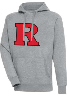 Antigua Rutgers Scarlet Knights Mens Grey Full Front Victory Long Sleeve Hoodie