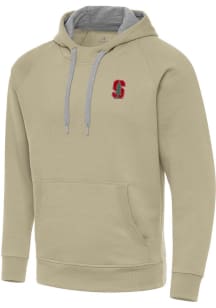 Antigua Stanford Cardinal Mens Khaki Victory Long Sleeve Hoodie