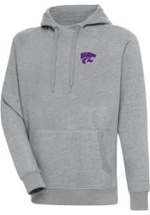 Antigua K-State Wildcats Mens Grey Victory Big and Tall Hooded Sweatshirt