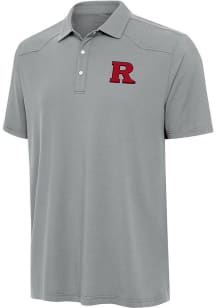 Antigua Rutgers Scarlet Knights Mens Grey Western Short Sleeve Polo