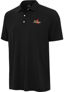 Antigua Tulsa Golden Hurricane Mens Black Western Short Sleeve Polo
