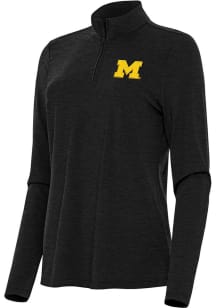 Antigua Michigan Wolverines Womens Black Bright Qtr Zip