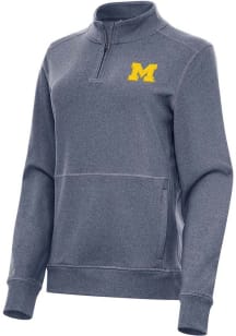 Antigua Michigan Wolverines Womens Navy Blue Crush Qtr Zip