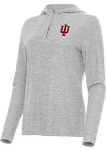 Antigua Indiana Hoosiers Womens Grey Daybreak Qtr Zip