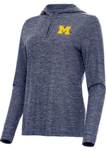 Antigua Michigan Wolverines Womens Navy Blue Daybreak Qtr Zip
