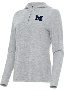 Antigua Michigan Wolverines Womens Grey Daybreak Qtr Zip