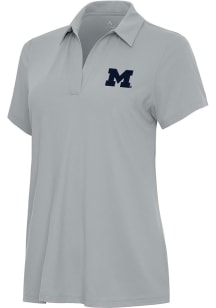 Antigua Michigan Wolverines Womens Grey Era Short Sleeve Polo Shirt