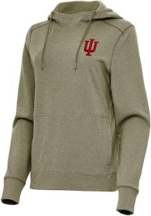 Antigua Indiana Hoosiers Womens Olive Justice Hooded Sweatshirt