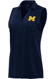 Antigua Michigan Wolverines Womens Navy Blue Layout Polo Shirt