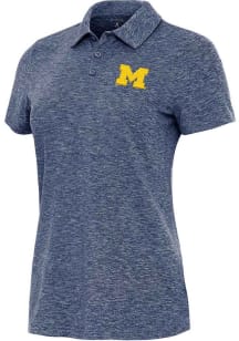 Antigua Michigan Wolverines Womens Navy Blue Matter Short Sleeve Polo Shirt