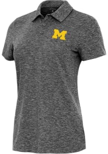 Antigua Michigan Wolverines Womens Black Matter Short Sleeve Polo Shirt