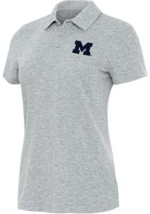 Antigua Michigan Wolverines Womens Grey Matter Short Sleeve Polo Shirt