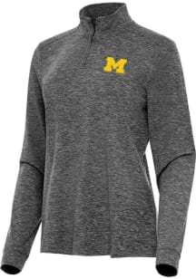 Antigua Michigan Wolverines Womens Black Mentor Qtr Zip Pullover