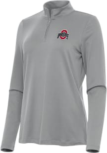 Antigua Ohio State Buckeyes Womens Grey Reprocess Recycled Qtr Zip