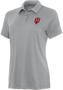 Antigua Indiana Hoosiers Womens Grey Reprocess Recycled Short Sleeve Polo Shirt