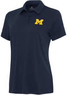 Antigua Michigan Wolverines Womens Blue Reprocess Recycled Short Sleeve Polo Shirt