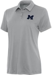 Antigua Michigan Wolverines Womens Grey Reprocess Recycled Short Sleeve Polo Shirt